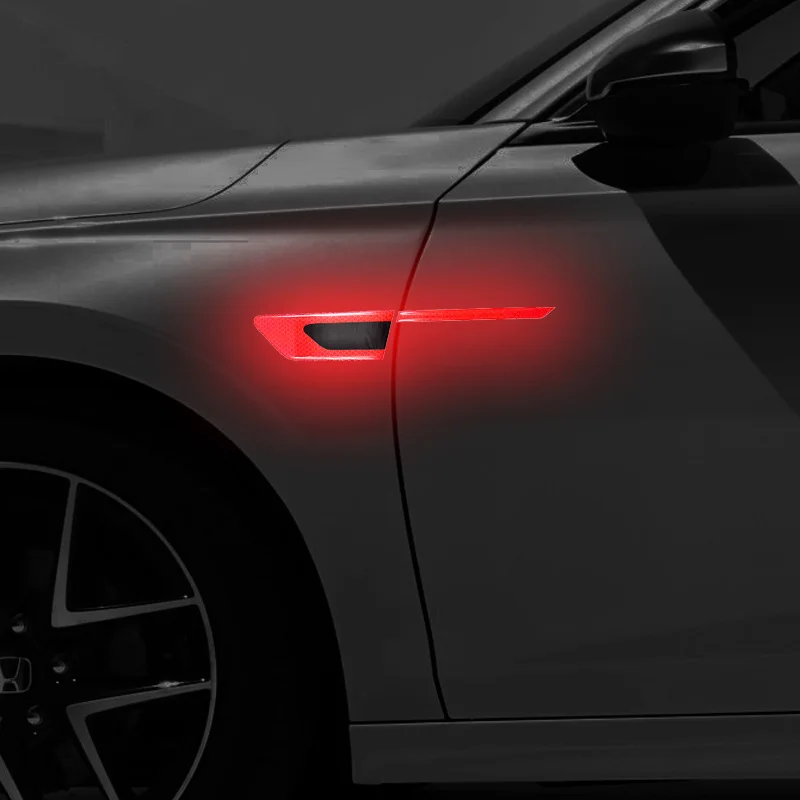 

2 шт. светоотражающие наклейки для кузова автомобиля, предупреждающие наклейки для боковой безопасности, защитные наклейки для дверей, светоотражающие полосы против царапин и столкновений