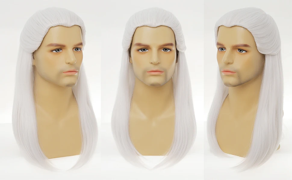 Mens Long White Wig