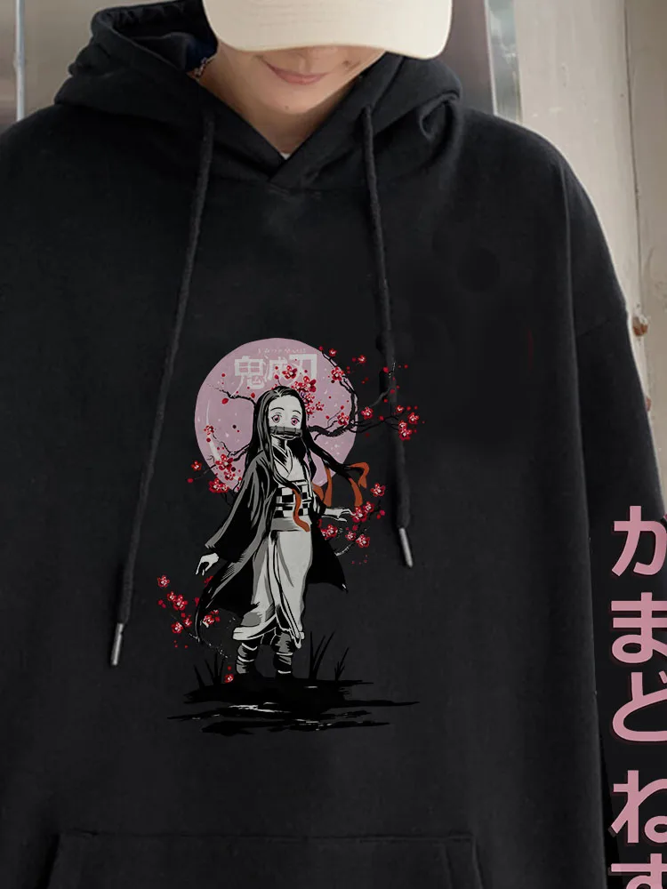 

Demon Slayer Hoodie for Girls Nezuko Ink Painting Style Print Streetwear Women Kimetsu No Yaiba Anime Oversized Sweatshirt Loose
