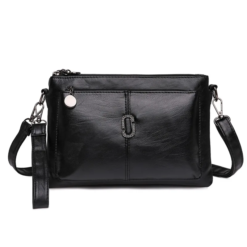 

Women Luxury Shoulder Strap Bag 2022 Genuine Leather Messenger Bag Metal Decoration Sandwich Zipper Fashion Ladies Bag