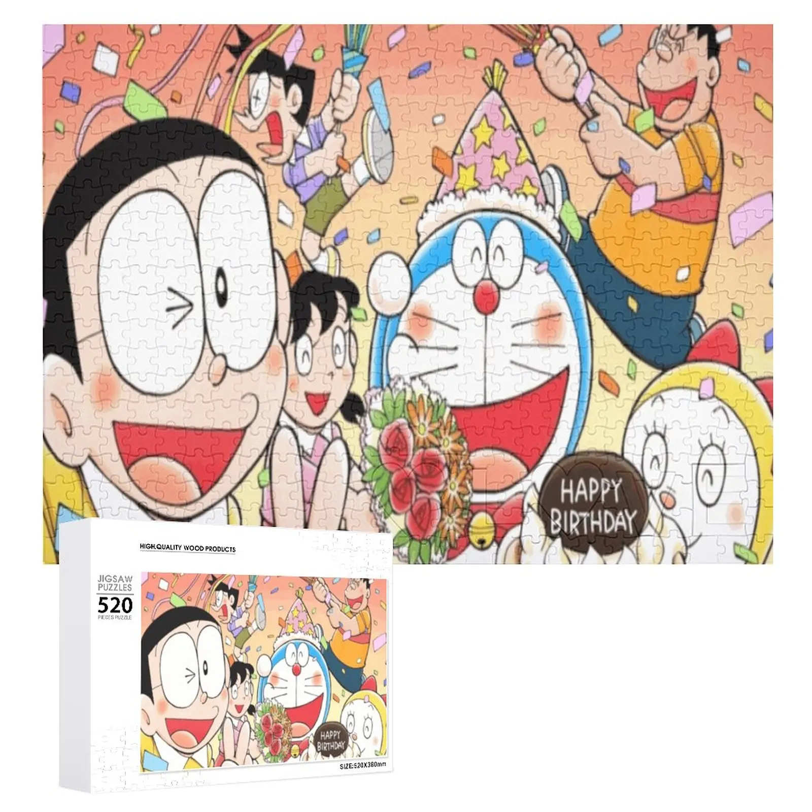

Anime Bandai Doraemon 520 puzzle Happy Birthday puzzle adults children surprise gift puzzle handmade toys