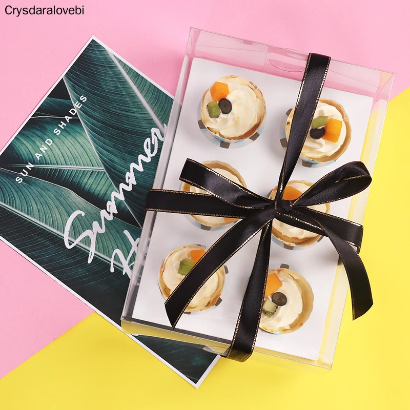 

5pcs Transparent Portable Cupcake Box Bread Cake Boxes And Packaging Patisserie Wedding Baby Shower Party Decoration