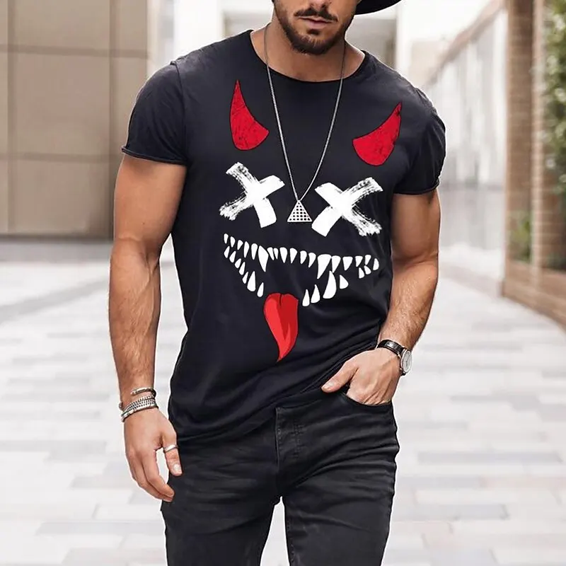 

Summer Men'S T-Shirt Trend Minimalist Pattern Printing Personalized Harajuku Short Sleeved Top Fashion Street Men'S Clothing