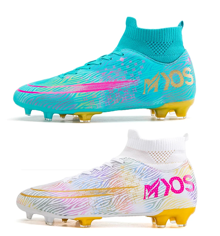 Soccer Cleats Men Breathable Indoor Long Spikes Ankle Training Football Boots 2021 Kids Boys Professional Soccer Shoe Non Slip F