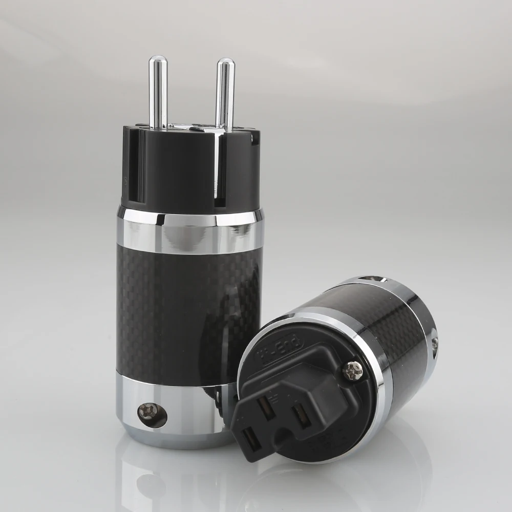 

PF830 Audiocrast Carbon Fiber schuko power plug IEC Female Audio DIY EU Power cable HIFI Male Female Jack Audio Connector