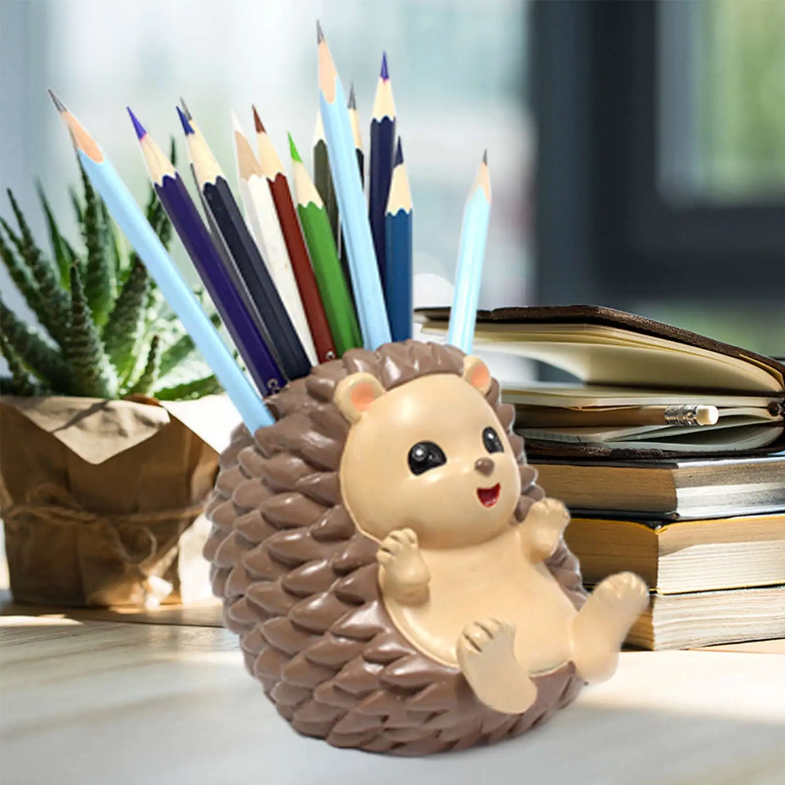 Pot With Phone Holder Brush Storage Container Desk Organizer Students Stationery Office Supplies