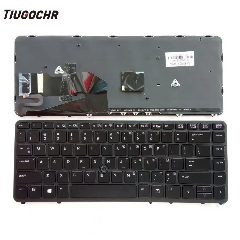 

Original US Black Frame Keyboard Backlit for HP EliteBook 840 G1 G2 850 G1 G2 with Backlit Pointer