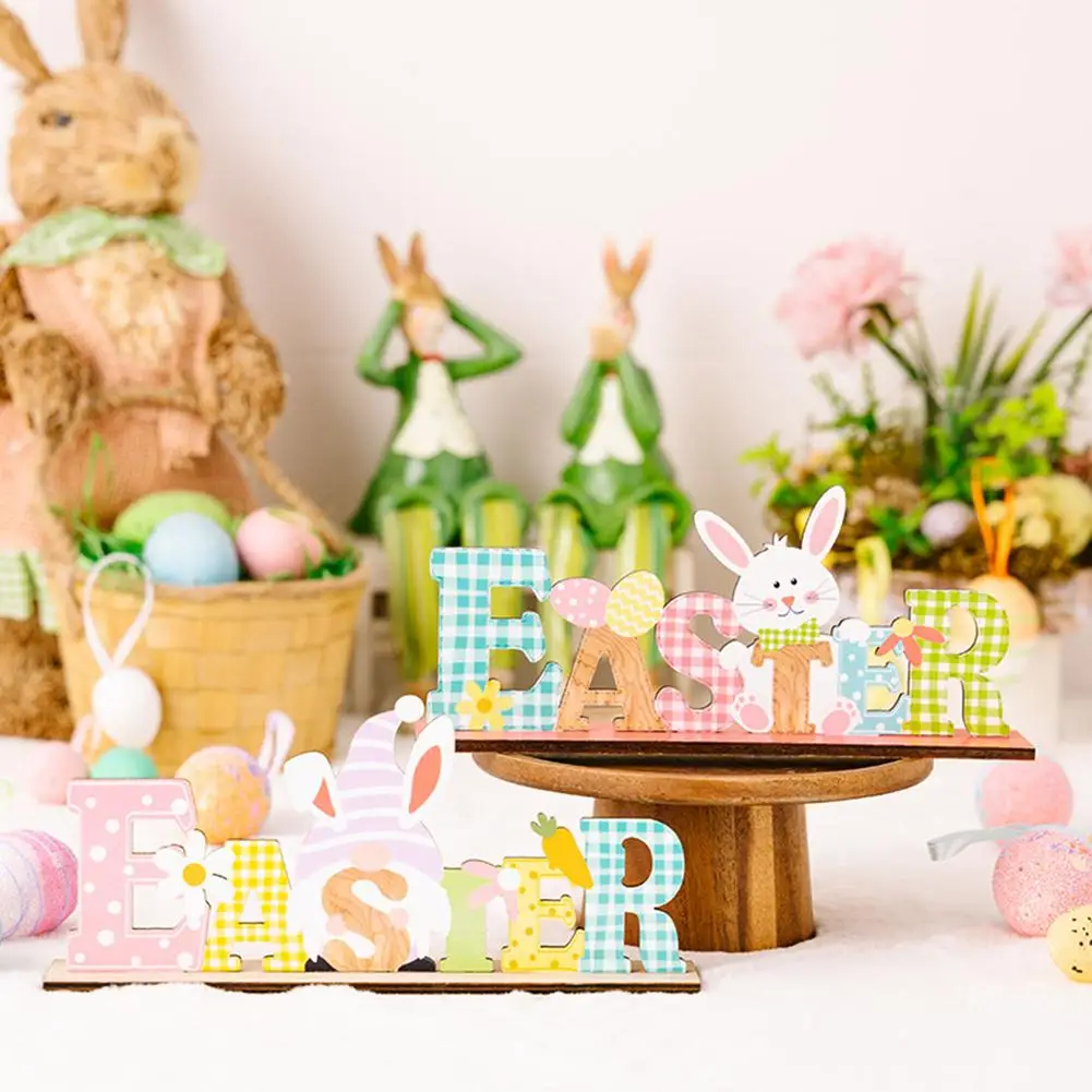 

Wooden Easter Letter Ornament Rabbit Gnomes Home Decoration Accessories For Table Desktop Office Home Decor