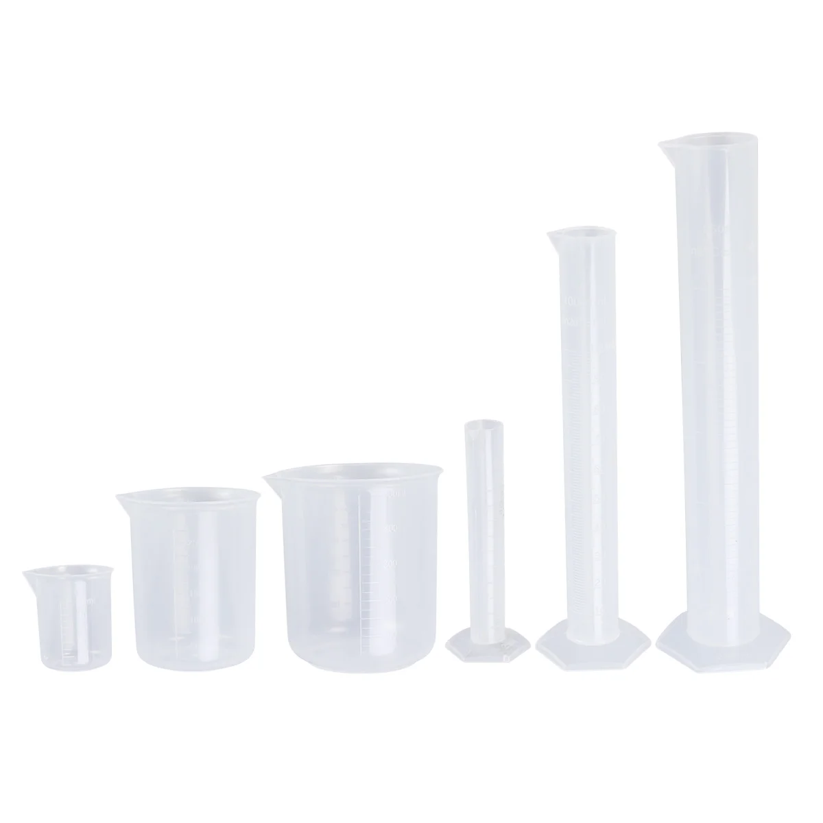 

3 PCS/Set Measuring Cylinder Plastic Cups Test Tubes Pp Clear Graduated Beakers Laboratory