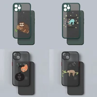 cute sloth phone case for iphone apple 12pro 13 11 pro max mini xs x xr 7 8 6 6s plus se 2020 matte translucent shell
