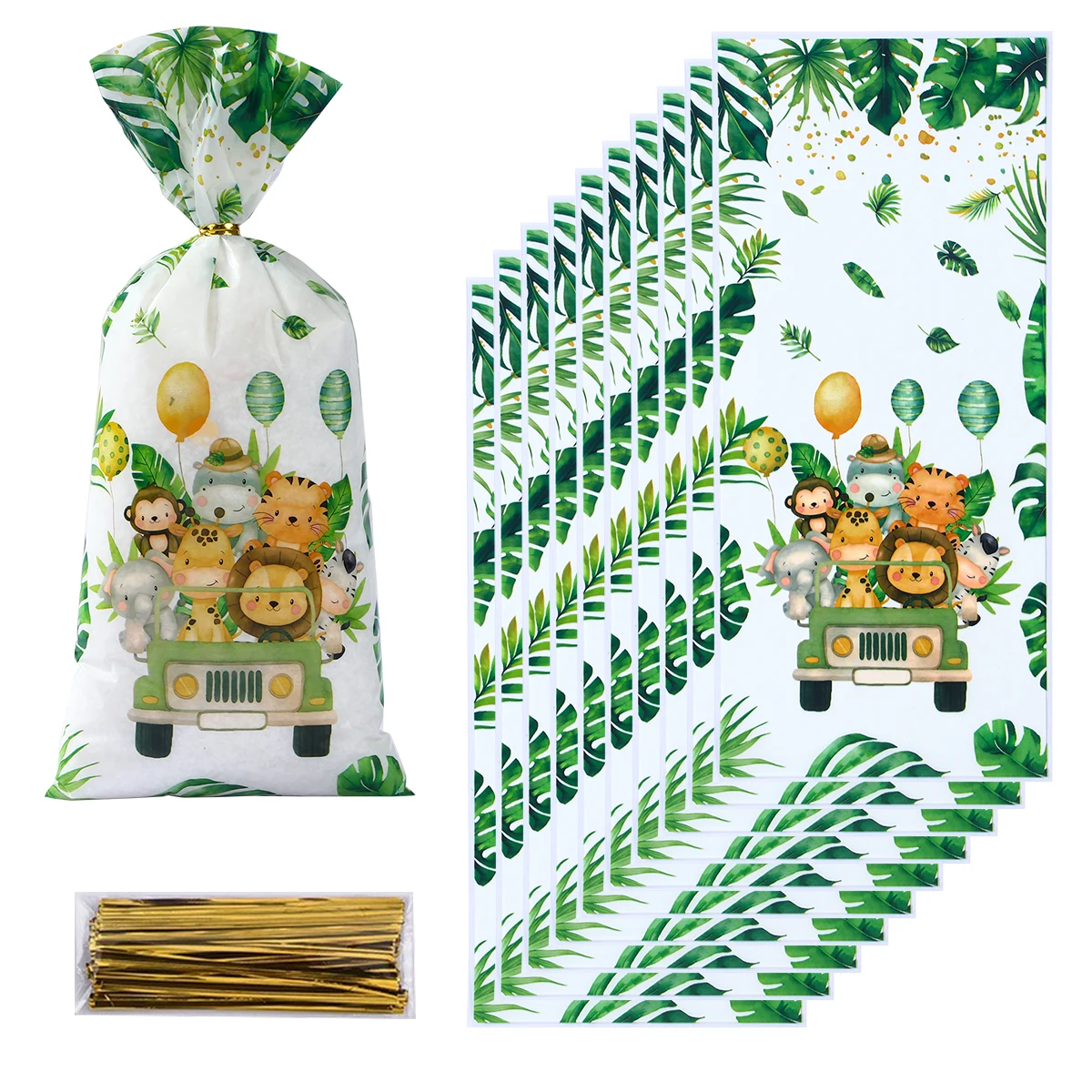 Подарочные пакеты в виде джунглей с животными милые пластиковые для конфет