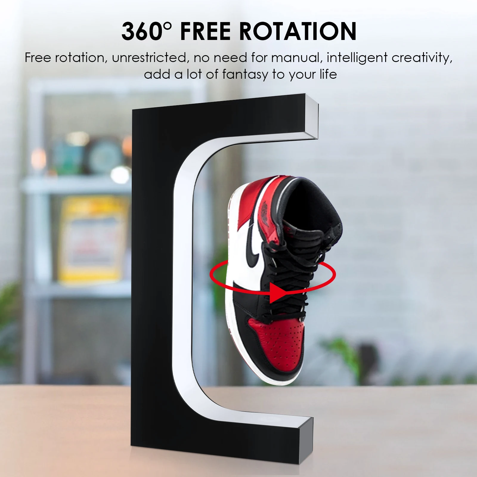

360 Rotation Magnetic Levitation Floating Shoe Display Stand Sneaker Stand House LED Color Lights Floating Sneaker Stand Shoe