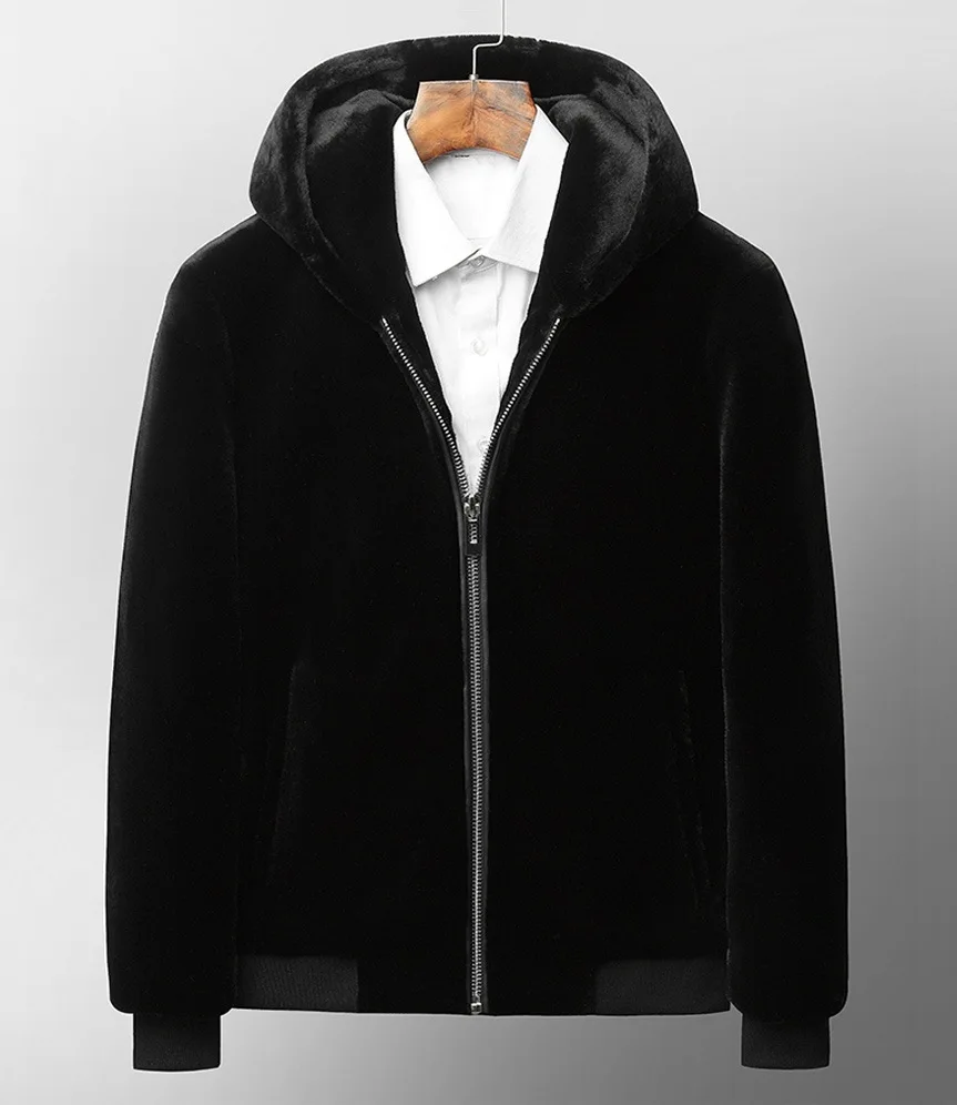 Куртка мужская из цельной норки модная верхняя одежда с лацканами искусственный