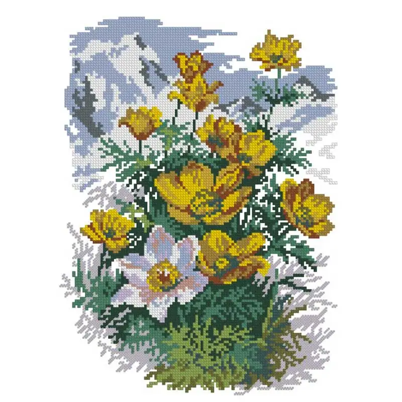 

Wild Flowers in the Mountains Counted Cross Stitch Sets 11CT 14CT 16CT 18CT DIY Handmade Cross Stitch Kits Embroidery Needlework