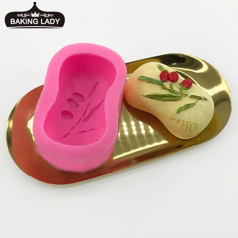 

DIY olive fruit leaf soap silicone mold mousse cake mold chocolate fondant baking tool homemade ice tray mold