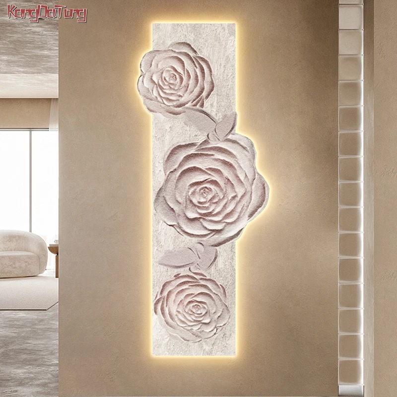 

Modern Rose Sandstone Luminous Interior Painting LED Wall Lamp For Entrance Living Room Dining Room Bedroom Bedside Decoration