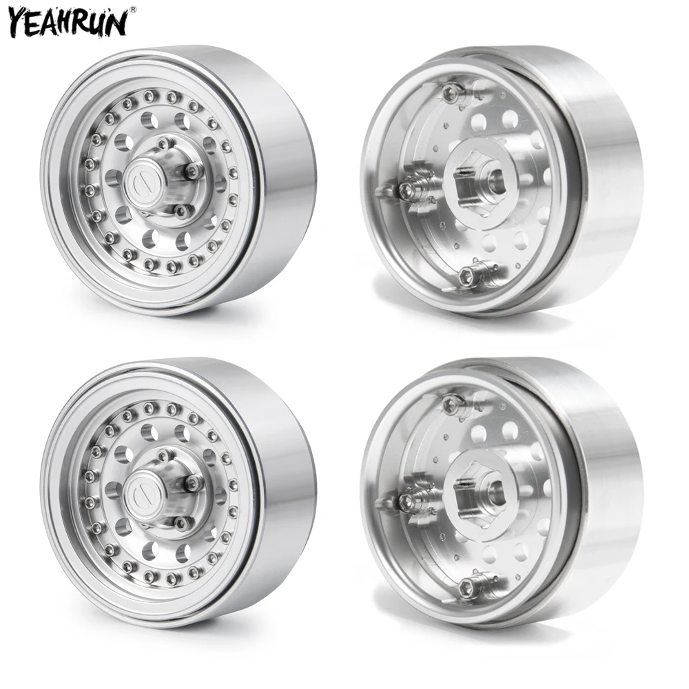 

YEAHRUN 4Pcs Aluminum 1.9 Beadlock Wheel Rim Hub for 1/10 RC Crawler Car TRX4 Axial SCX10 90046 D90 CC01 Redcat Gen8 MST