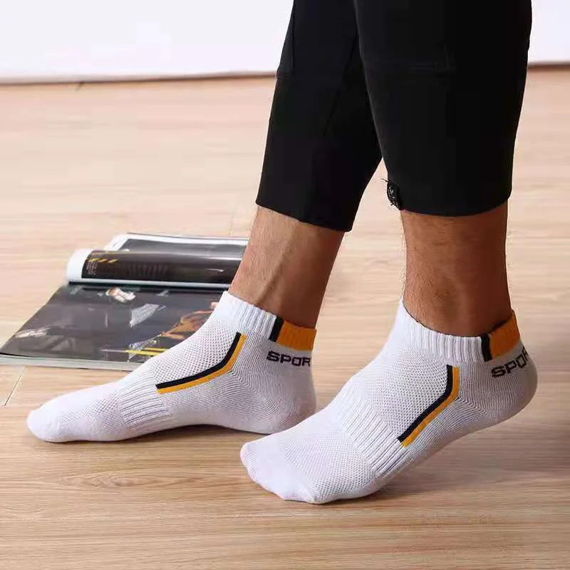 5Pair Fashion Men Boat Socks Summer Autumn Non-slip Silicone Invisible Cotton Sport Running Socks Male Ankle Sock Slippers Meia