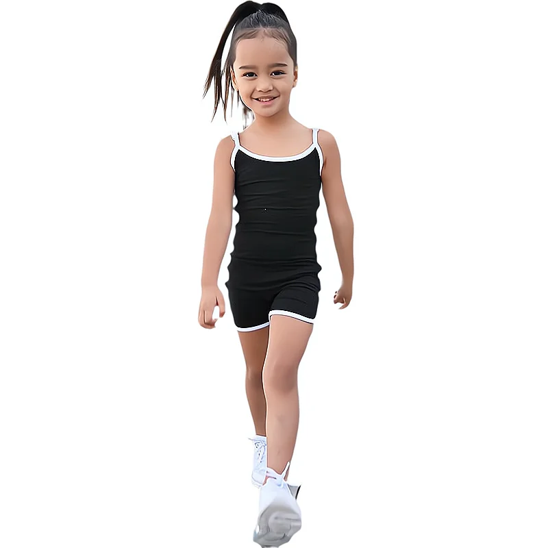 

2022 Teenager Girl Jumpsuit And Bodysuit Summer Clothes Children Kids Girl Cotton Black Overalls Romper Clothing Baby Playsuits