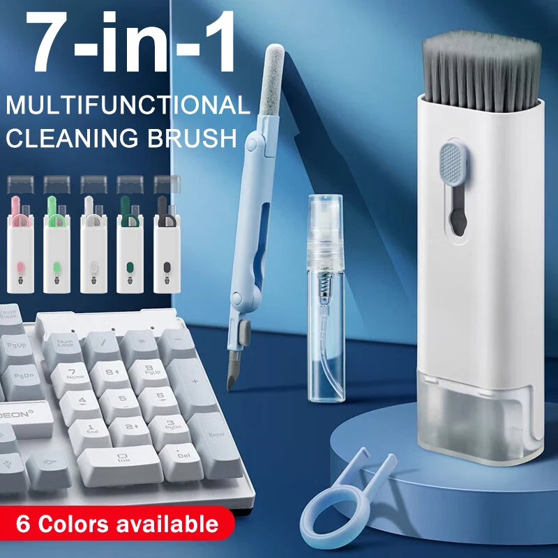 Computer Keyboard Cleaner Brush 7 in 1 Electronics Cleaner Kit Portable Cleaning Tool for Monitor Earbud Phone Laptop Earphones