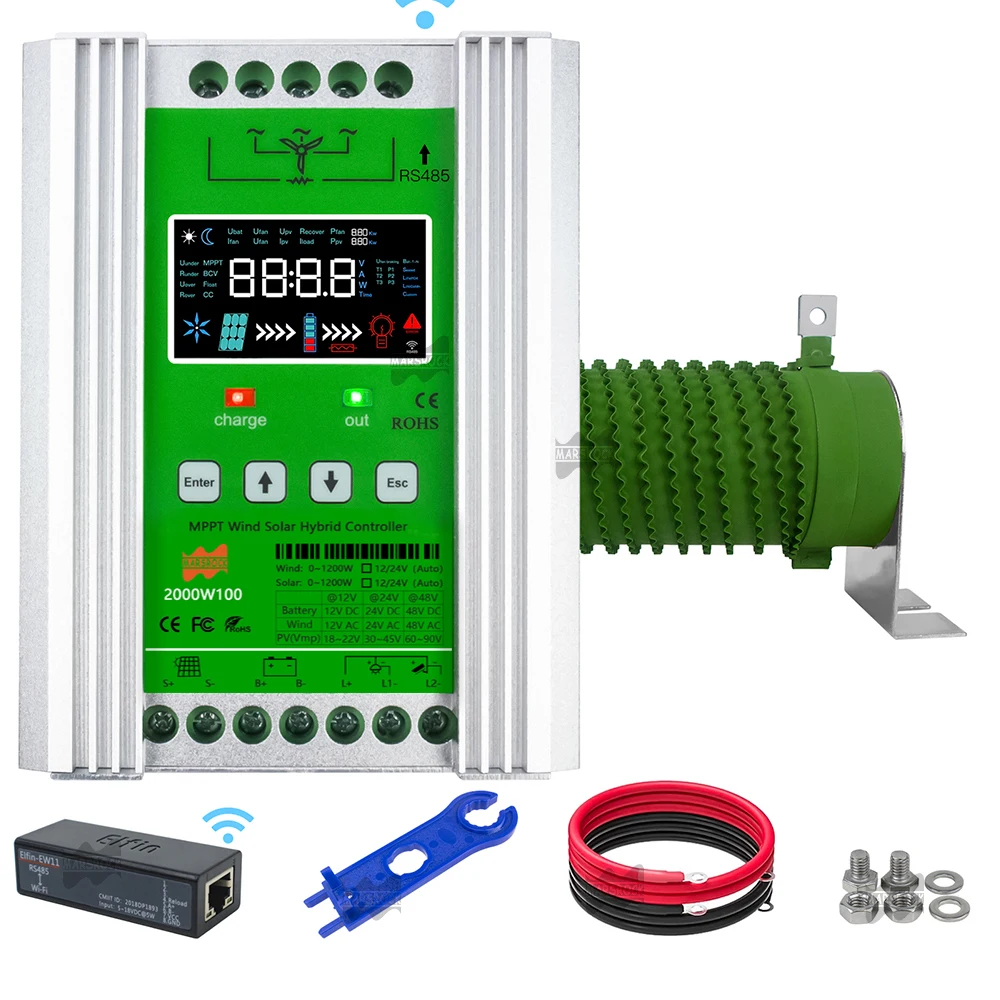 1600 Вт ветер 800 Вт Солнечная 800 Вт 12 В 24 в 48 в гибридный контроллер заряда солнечной и ветровой энергии с Wi-Fi и MPPT для всех батарей