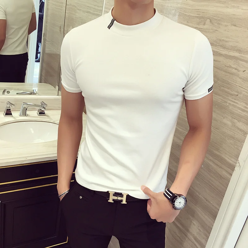 

2024 Summer T Shirt Men's O-Neck Slim Fit -shirt Fashion Short Sleeve Men ops ees Casual Streetwear Black shirt