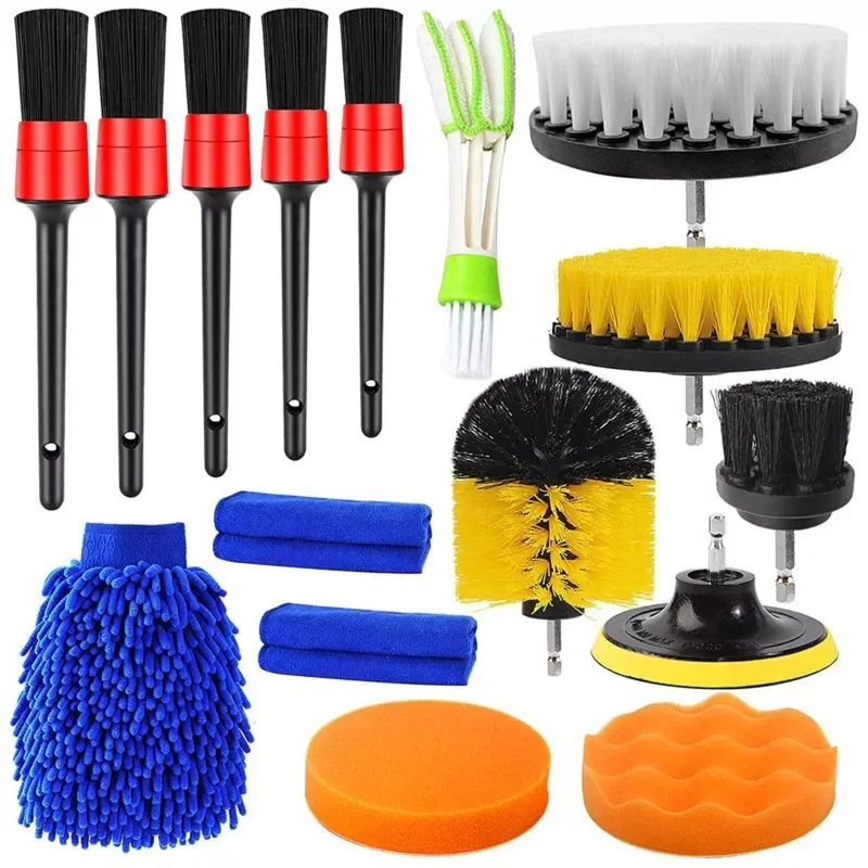 

Drill Brush Bathroom Cleaning Brush Crevice Brushes Cleaner Car Clean Tools for Dashboard Leather Wheel Seat 16pcs/set W91F