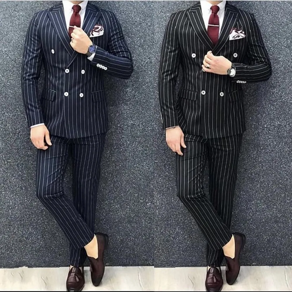 Double Breasted Office Business Groom Wedding Men Suits 2 Pieces Trajes De Hombre Terno Masculino