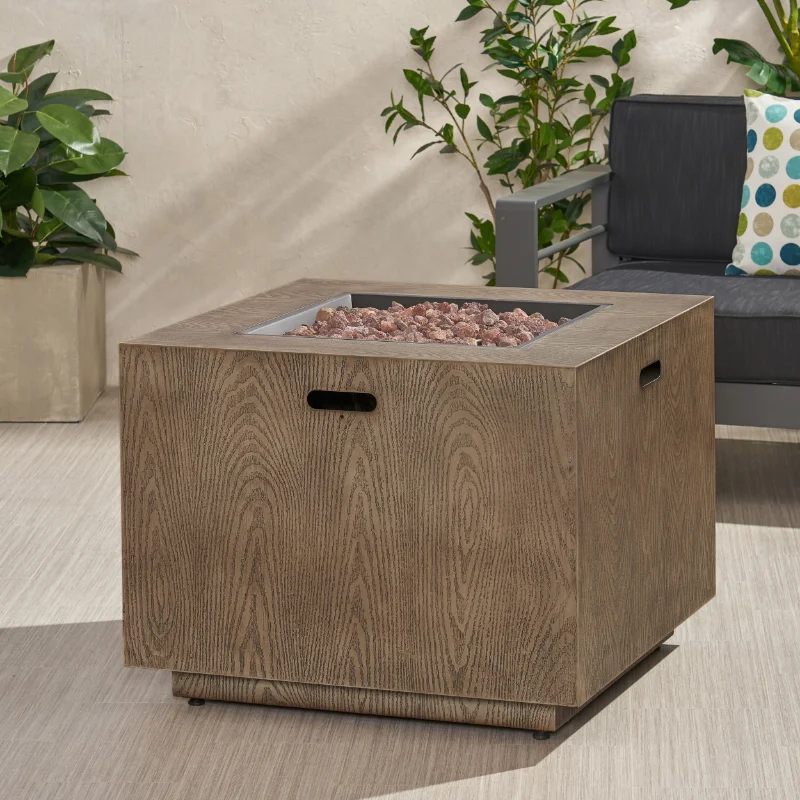 

Bellvue Outdoor Iron Fire Pit Set, Wood Pattern Brown