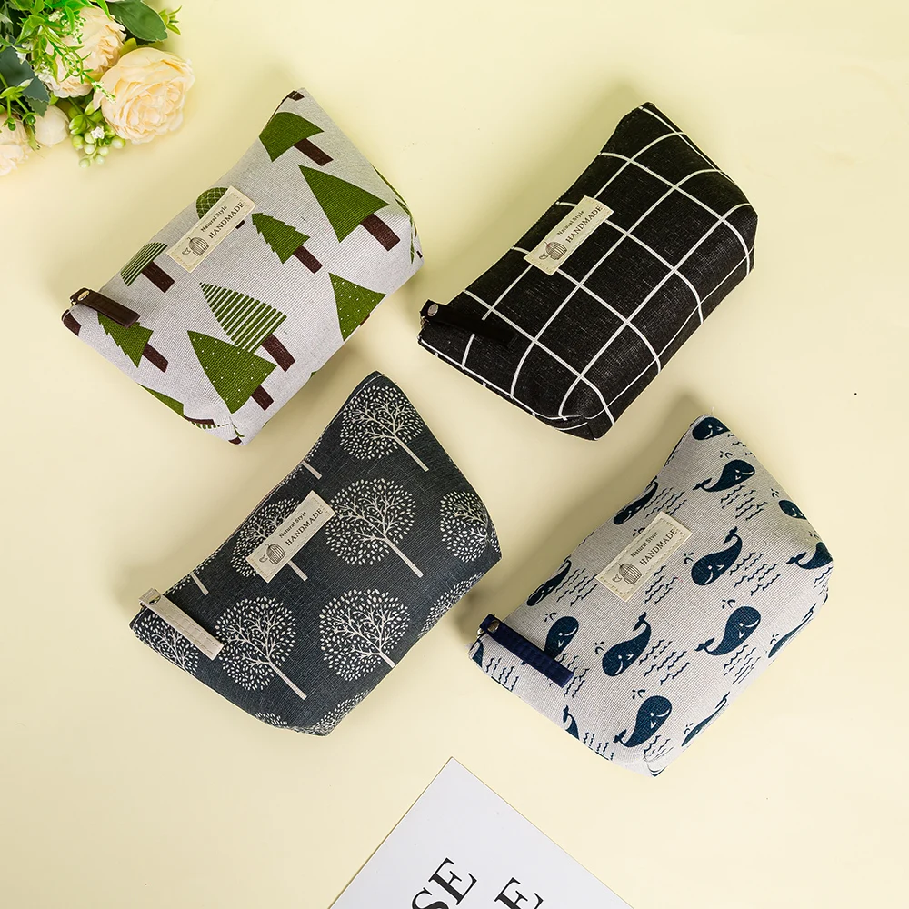 Холщовая женская косметичка портативная дорожная сумка для ухода за кожей