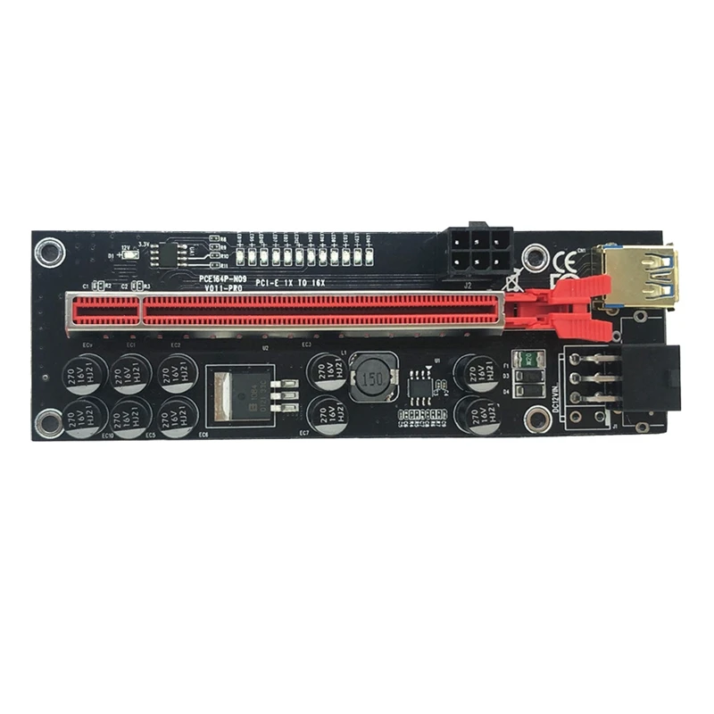 

PCIE Riser VER011 PRO PCI E Экспресс Райзер карта 1X до X16 кабель Райзер для видеокарты 6Pin адаптер кабель Райзер для майнера