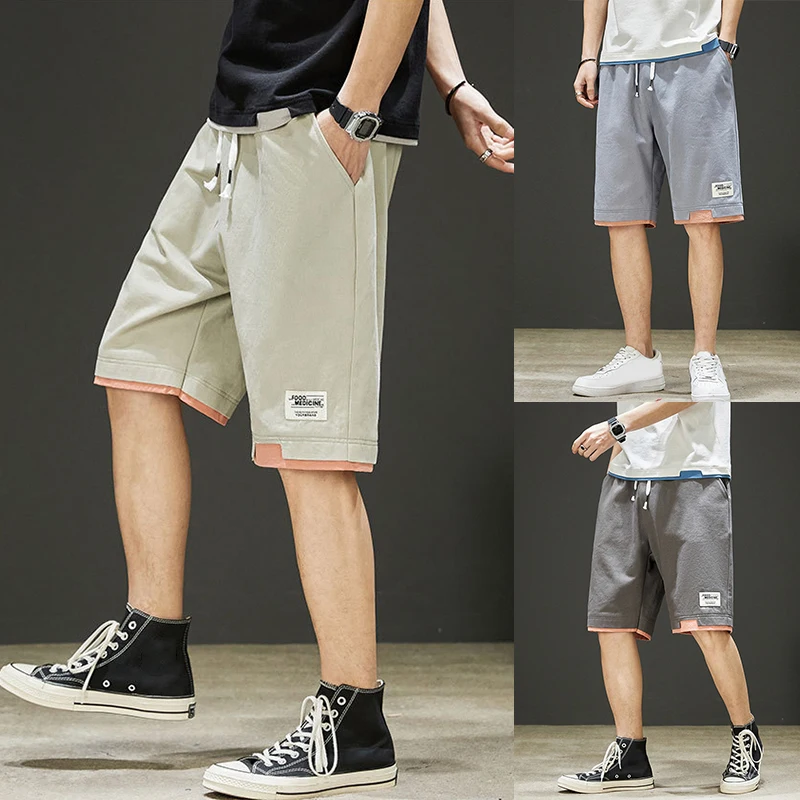 

Summer Cotton Shorts Pants Men Pants Thin Section Trend Casual Sports Pants Pants Loose Beach Seven Point Pants Men Fitness Mens