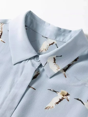 SuyaDream женские рубашки из шелка голубые