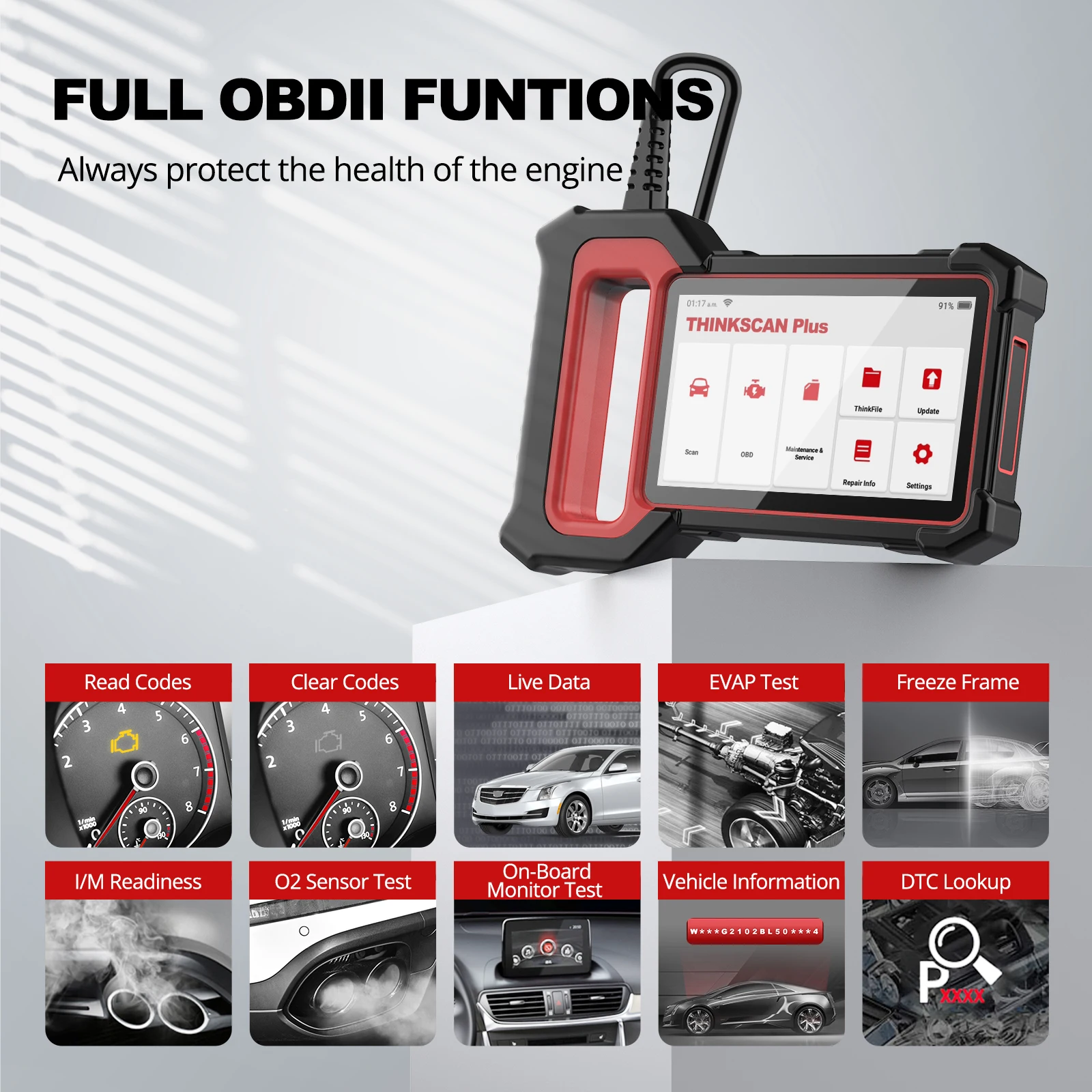 THINKCAR Thinkscan Plus S2/S5 - автомобильный диагностический инструмент OBD2 с 28 функциями сброса кодов для всех моделей.