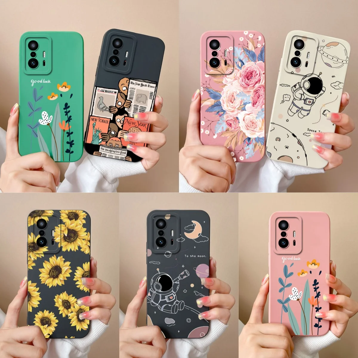 Фото Чехол с цветком для Xiaomi 11T Pro, мягкий жидкий силиконовый обновленный защитный чехол для объектива, задняя крышка для Mi 11 T 11TPro, бампер для девочек №1
