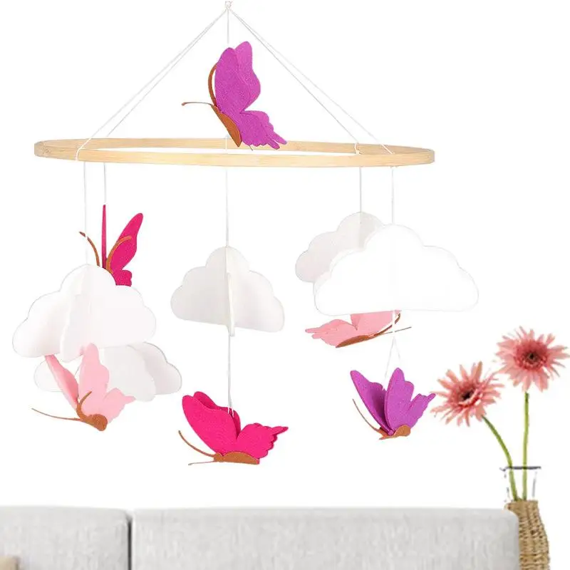 

1 PCS Baby Crib Felt Ball Musical Mobile Rattle Infant Cot Wind Chime Bed Butterfly Cloud Wind Chime Toys