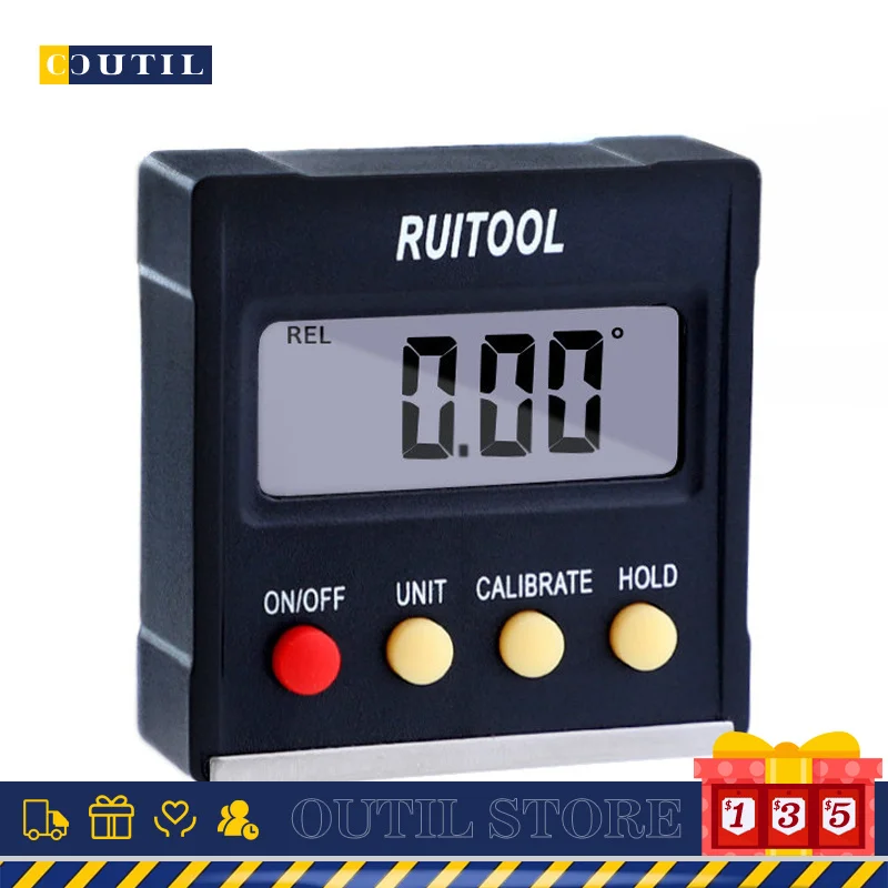 

Digital display angle ruler with magnetic inclinometer angle measuring level high precision protractor universal tool