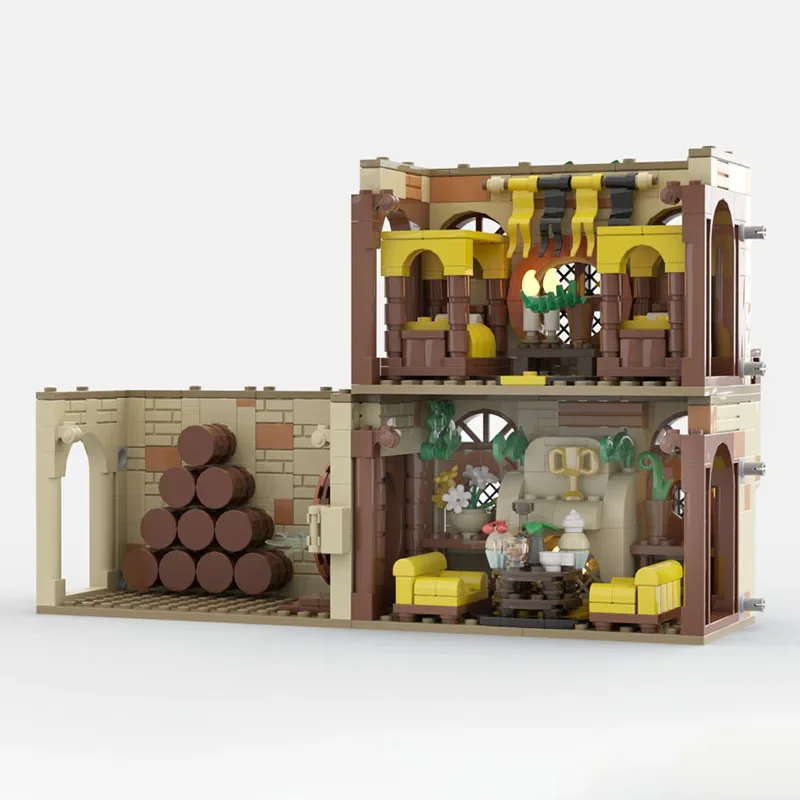 Фото Модель строительного блока из фильма Moc, технология общественного отдыха Hufflepuff, модульный подарок из строительных блоков, детская игрушка, набор «сделай сам», сборка №3