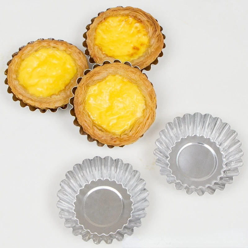 

5/10pcs Egg Tart Mold Nonstick Ripple Egg Tart Mould Flower Shape Reusable Cupcake Muffin Baking Cup Pans Kitchen Pastry Tool