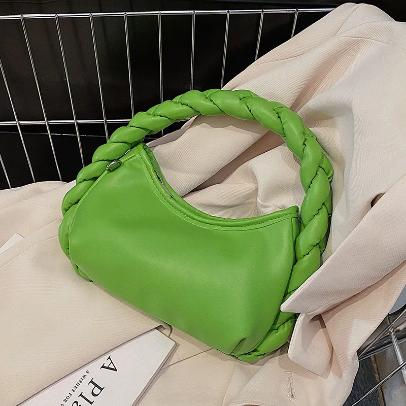 

Fashion Rope Handle Small PU Leather Half Moon Crossbody Bags for Women 2023 Trendy Shoulder Bag Ladies Handbags Luxury Totes