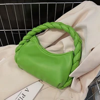 fashion rope handle small pu leather half moon crossbody bags for women 2022 trendy shoulder bag ladies handbags luxury totes