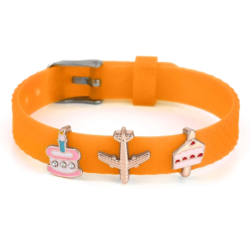 Эластичный браслет из силиконовой резины 10 мм с подвесками на день рождения