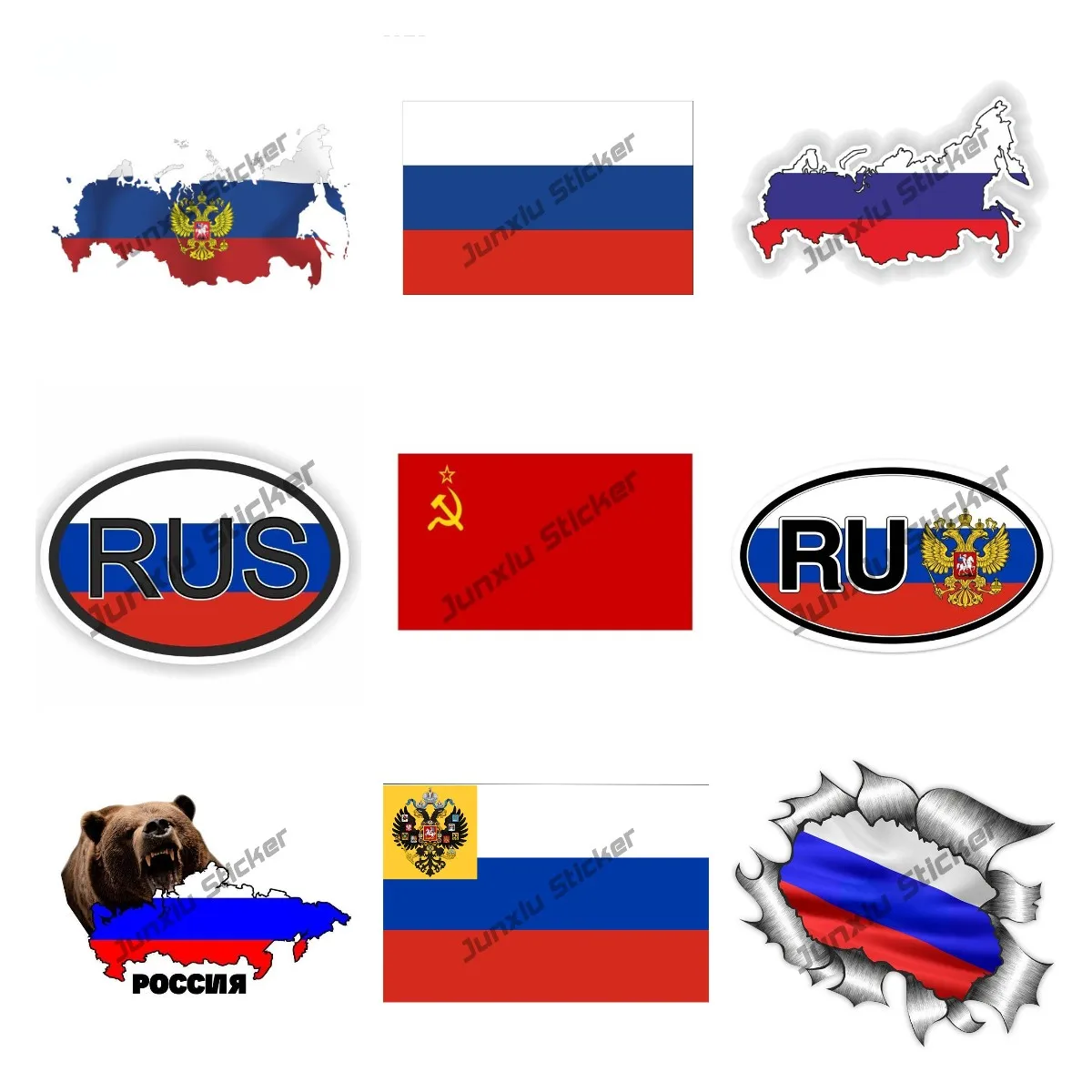 

Personality Russia Flag Map Decal Body Car Sticker Russia Country Code with Flag Sticker for Camper Moto Car Bumper Decor KK13cm