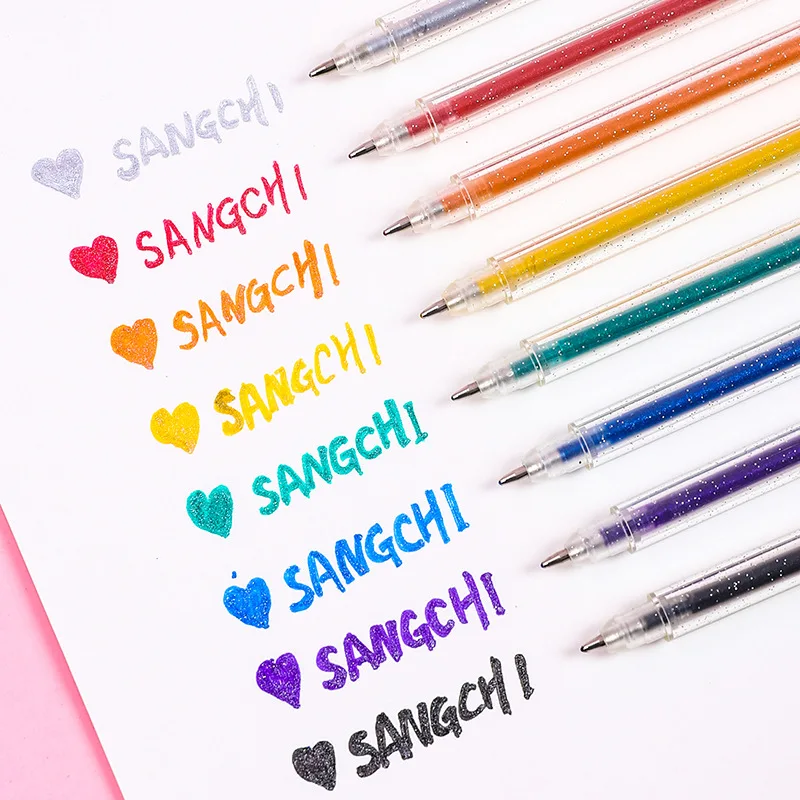 

Блестящая гелевая цветная нейтральная ручка, блестящая металлическая, многоцветная, флуоресцентная, набор для студентов, ручка, блестящая ...