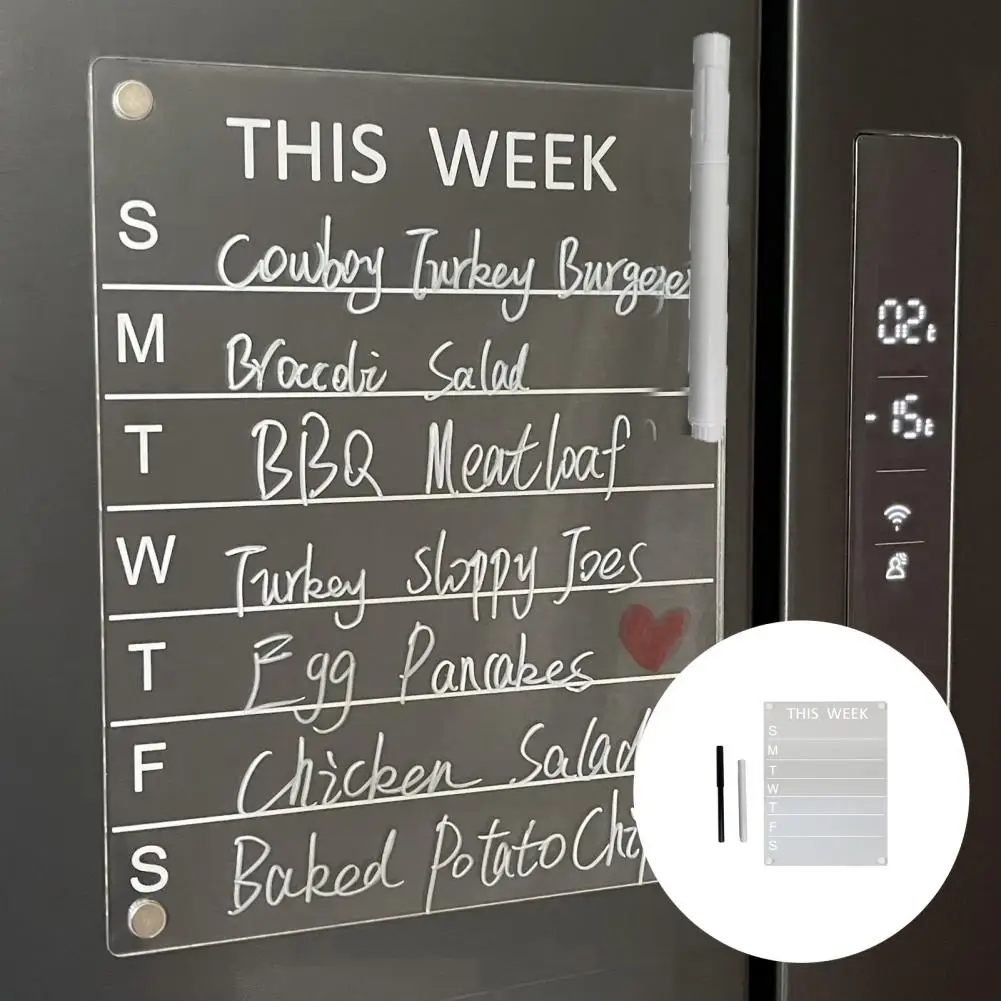 

Fridge Writing Calendar Dry Erase Board Refrigerator Memo with Marking Pen Fridge Magnet Weekly Calendar Household Supplies