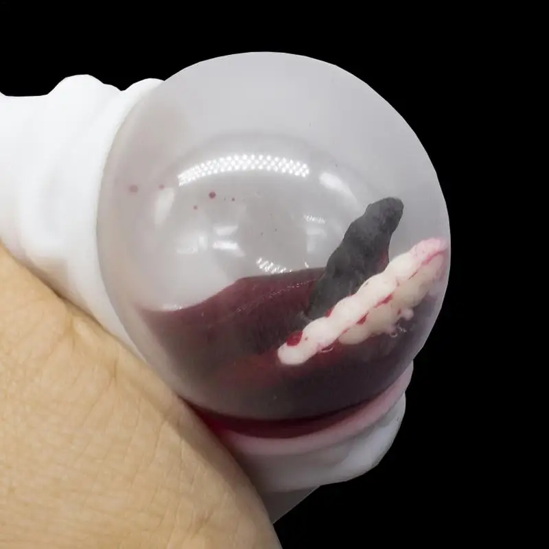 Сжимаемый череп Хэллоуин антистрессовые шарики с кровью и личинами