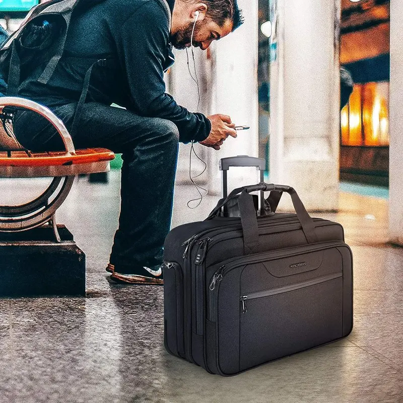 Rolling Laptop Bag Case Wheeled Briefcase For 17.3