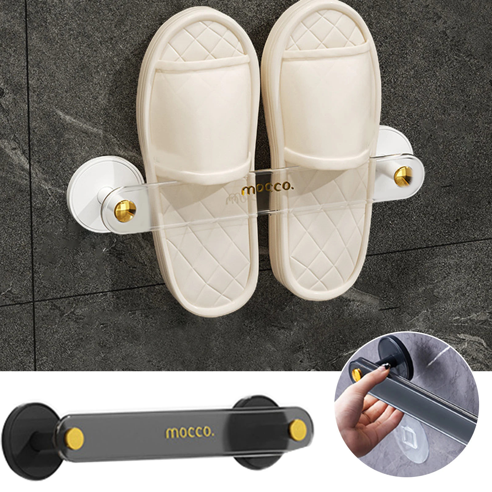 

Новый держатель для тапочек для ванной комнаты, универсальный настенный держатель для хранения обуви без дырочек, экономия пространства дл...