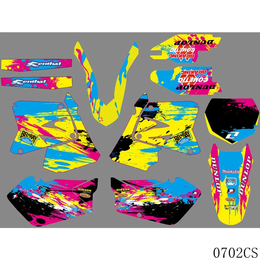 

Full Graphics Decals Stickers Motorcycle Background Custom Number Name For SUZUKI RM 125 250 RM125 RM250 2001-2012