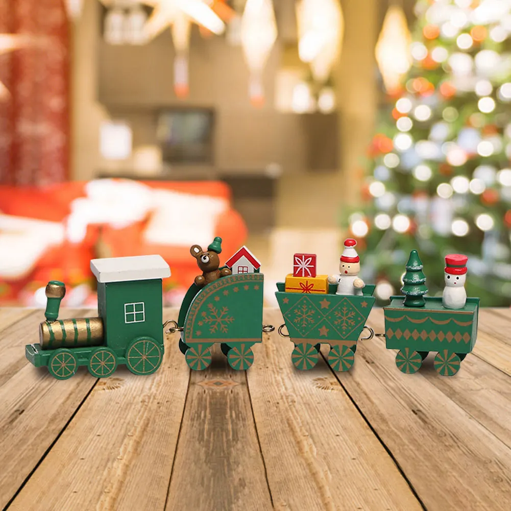 Рождественский деревянный мини-поезд набор декораций рождественский настольный